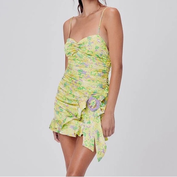 For Love And Lemons Yellow and Green Floral Dress - Picture 1 of 5
